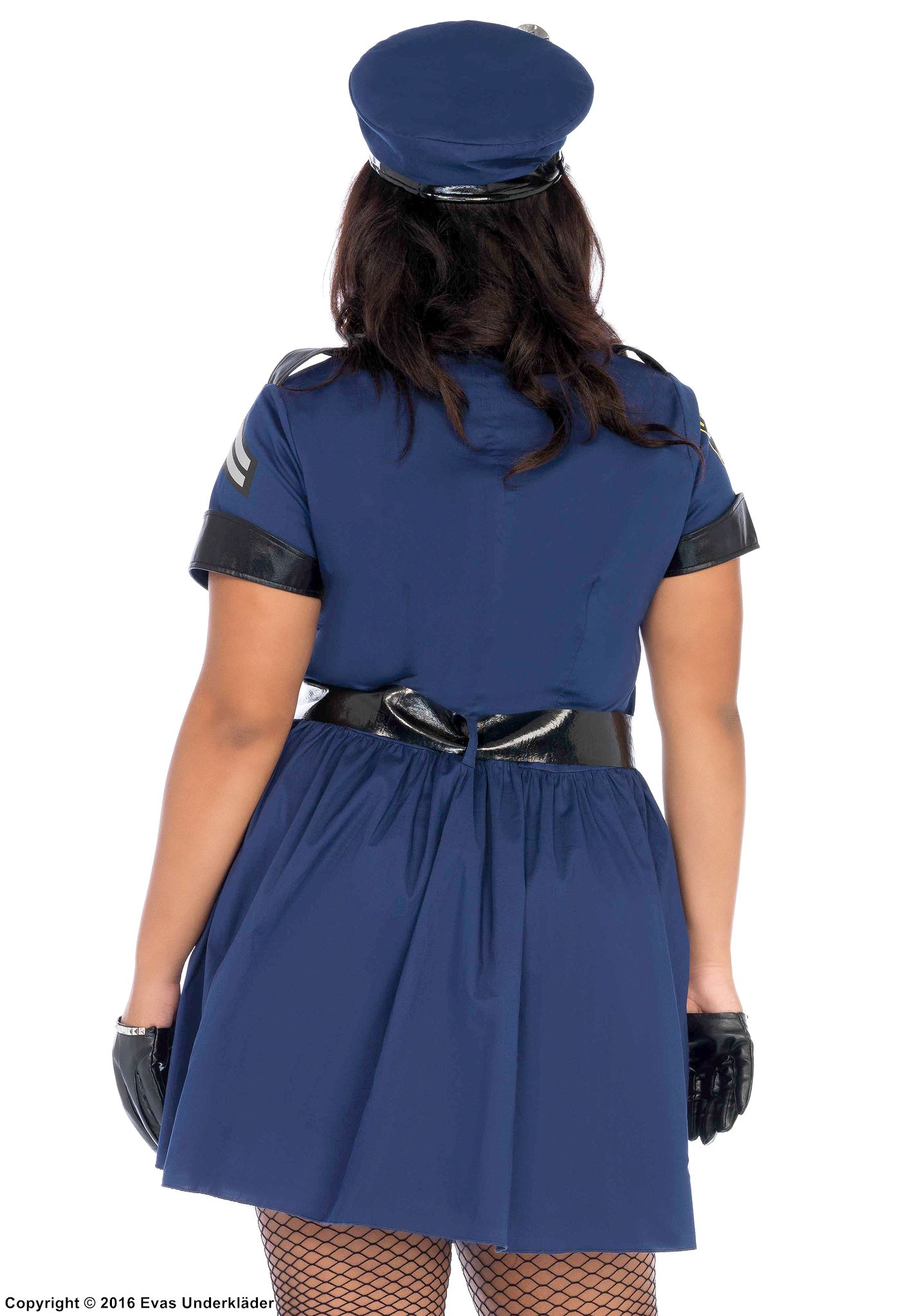 Polizistin, Kostüm-Kleid, Front-Reißverschluss, XL bis 4XL